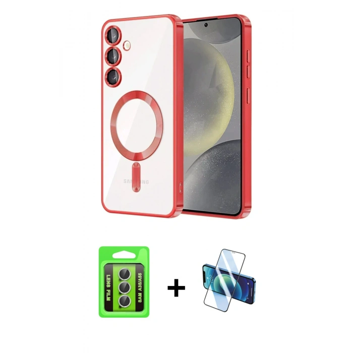 MARSİLYAN™- Galaxy A35 5G Kılıf Nova Işık Özel Seri - Siyah 3D Antistatik Cam Ekran Koruyucu + Raze Metal Kamera Lens - GS
