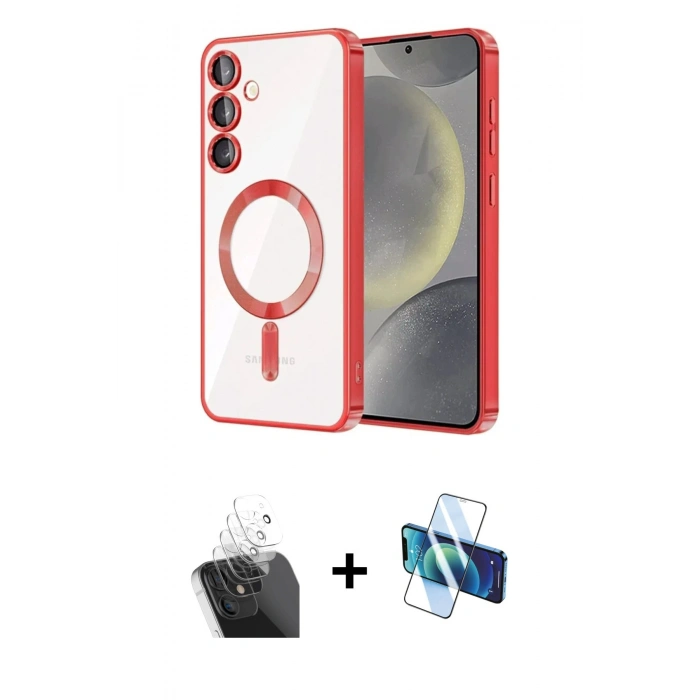 MARSİLYAN™- Galaxy A35 5G Kılıf Nova Işık Özel Seri - Siyah 3D Antistatik Cam Ekran Koruyucu + Kamera Lens Koruma Cam - SF