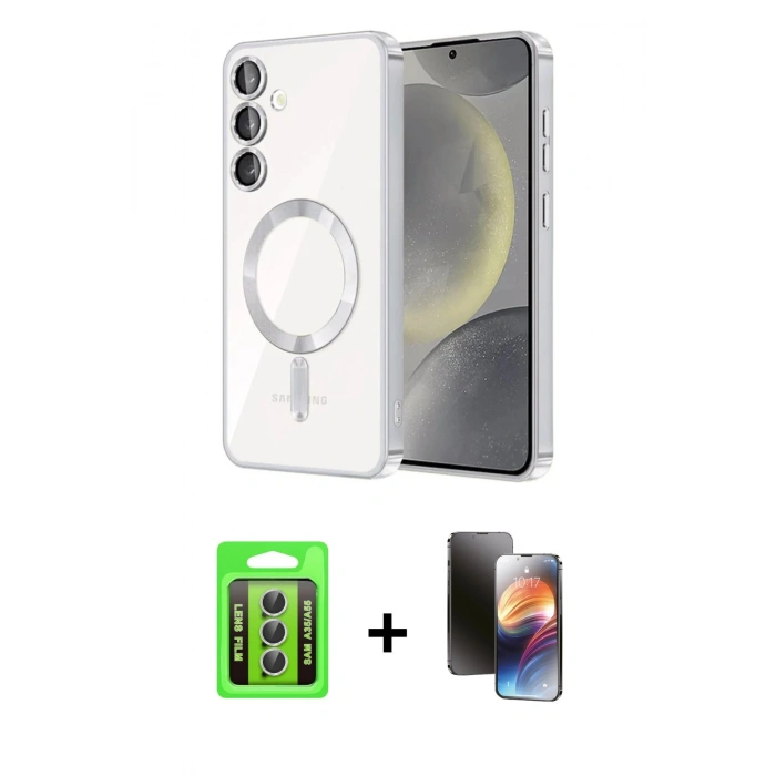 MARSİLYAN™- Galaxy A35 5G Kılıf Nova Işık Özel Seri - Siyah 3D Antistatik Mat Seramik Nano Ekran Koruyucu + Raze Metal Kamera Lens - GS