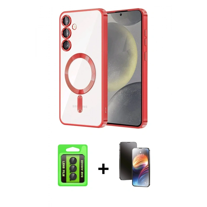MARSİLYAN™- Galaxy A35 5G Kılıf Nova Işık Özel Seri - Siyah 3D Antistatik Mat Seramik Nano Ekran Koruyucu + Raze Metal Kamera Lens - SH