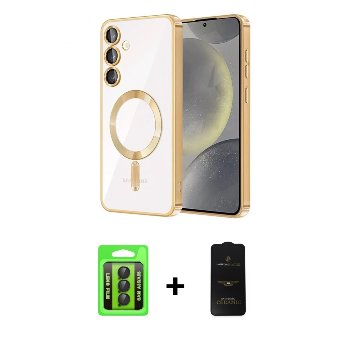 MARSİLYAN™- Galaxy A35 5G Kılıf Nova Işık Özel Seri - Siyah 6D Antistatik Mat Seramik Hayalet Nano Ekran Koruyucu + Siyah Raze Metal Kamera Lens