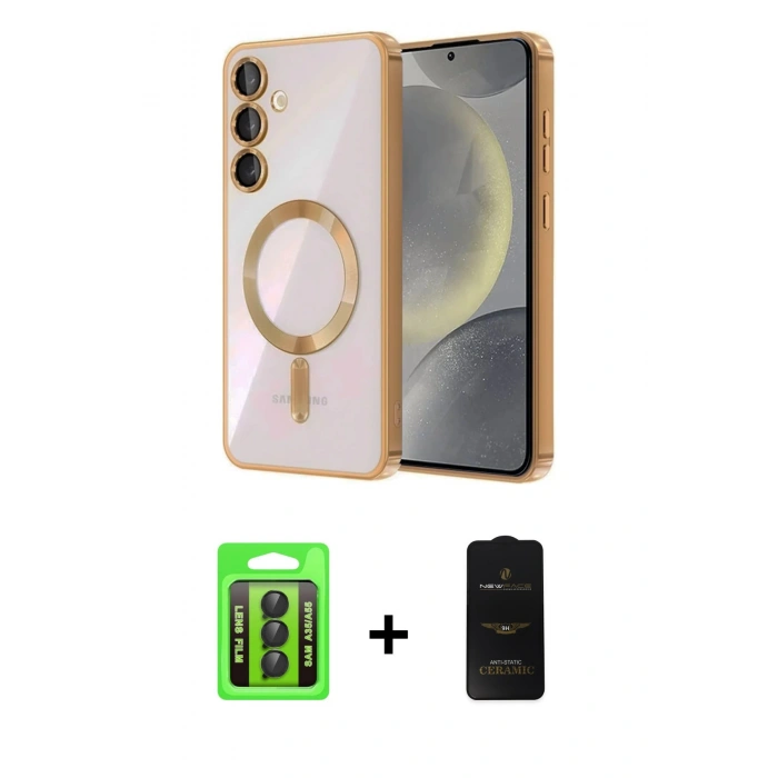 MARSİLYAN™- Galaxy A35 5G Kılıf Nova Işık Özel Seri - Siyah 6D Antistatik Mat Seramik Hayalet Nano Ekran Koruyucu + Siyah Raze Metal Kamera Lens
