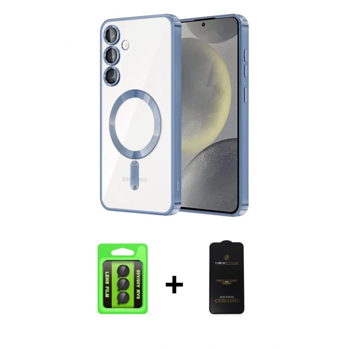 MARSİLYAN™- Galaxy A35 5G Kılıf Nova Işık Özel Seri - Siyah 6D Antistatik Mat Seramik Hayalet Nano Ekran Koruyucu + Siyah Raze Metal Kamera Lens