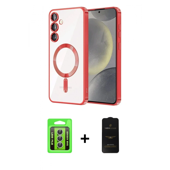 MARSİLYAN™- Galaxy A35 5G Kılıf Nova Işık Özel Seri - Siyah 6D Antistatik Mat Seramik Hayalet Nano Ekran Koruyucu + Raze Metal Kamera Lens - GS