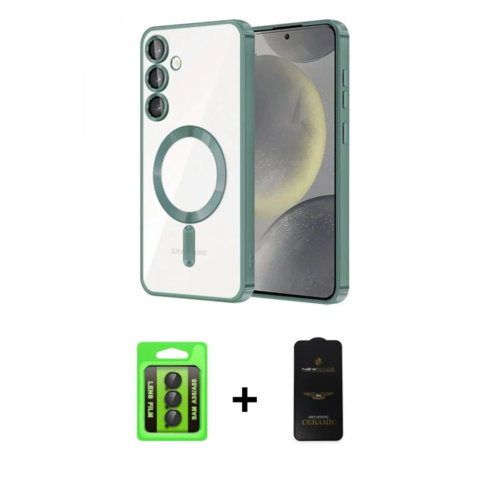 MARSİLYAN™- Galaxy A35 5G Kılıf Nova Işık Özel Seri - Siyah 6D Antistatik Mat Seramik Hayalet Nano Ekran Koruyucu + Siyah Raze Metal Kamera Lens
