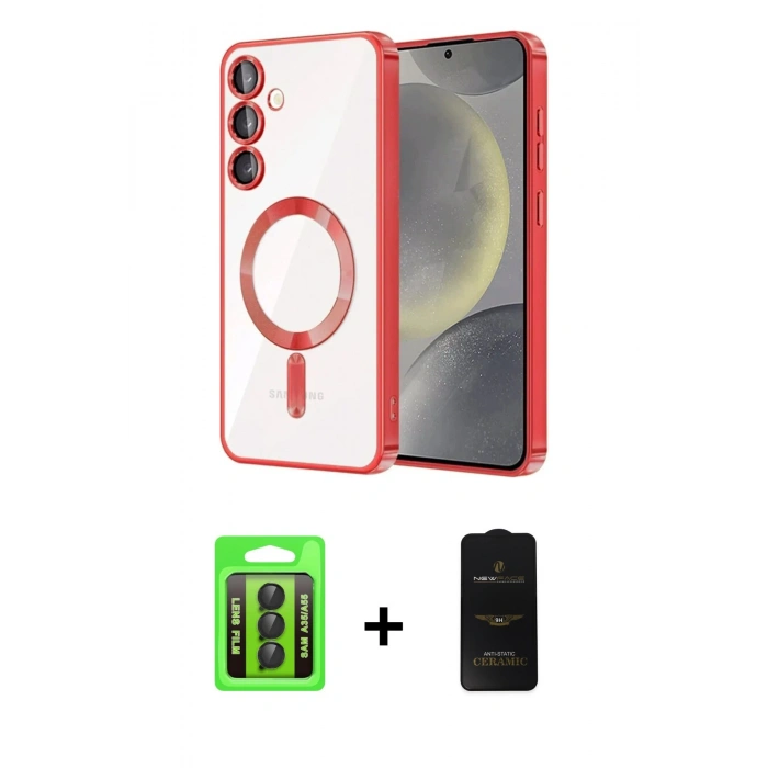 MARSİLYAN™- Galaxy A35 5G Kılıf Nova Işık Özel Seri - Siyah 6D Antistatik Mat Seramik Hayalet Nano Ekran Koruyucu + Siyah Raze Metal Kamera Lens