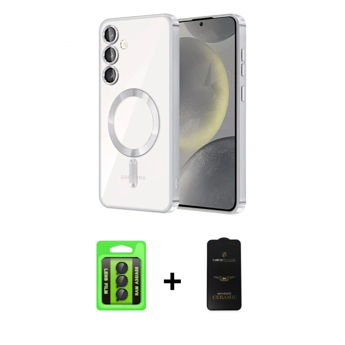 MARSİLYAN™- Galaxy A35 5G Kılıf Nova Işık Özel Seri - Siyah 6D Antistatik Mat Seramik Hayalet Nano Ekran Koruyucu + Siyah Raze Metal Kamera Lens