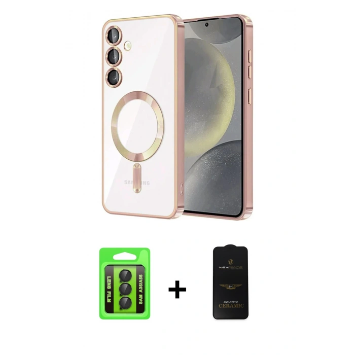 MARSİLYAN™- Galaxy A35 5G Kılıf Nova Işık Özel Seri - Siyah 6D Antistatik Mat Seramik Hayalet Nano Ekran Koruyucu + Siyah Raze Metal Kamera Lens