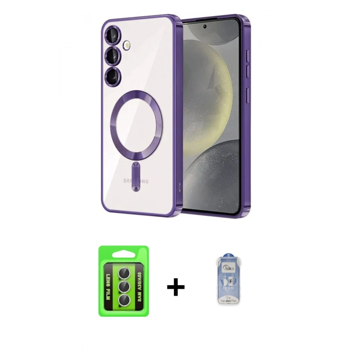 MARSİLYAN™- Galaxy A35 5G Kılıf Nova Işık Özel Seri - Siyah Joko Magic 5D Cam + Raze Metal Kamera Lens - GS