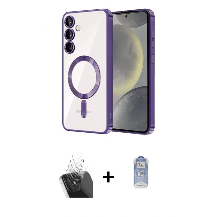 MARSİLYAN™- Galaxy A35 5G Kılıf Nova Işık Özel Seri - Siyah Joko Magic 5D Cam + Şeffaf Kamera Lens Koruma Cam