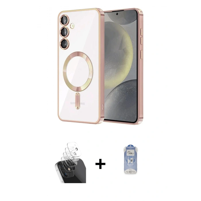 MARSİLYAN™- Galaxy A35 5G Kılıf Nova Işık Özel Seri - Siyah Joko Magic 5D Cam + Şeffaf Kamera Lens Koruma Cam