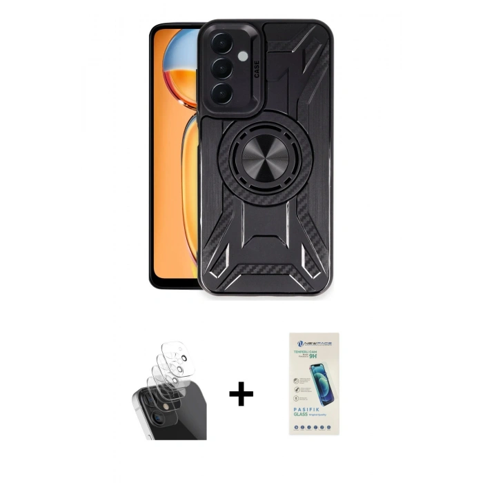 MARSİLYAN™- Galaxy A35 5G Kılıf Nova Yansıma Prime - Şeffaf Pasifik Cam Ekran Koruyucu + Kamera Lens Koruma Cam - SF