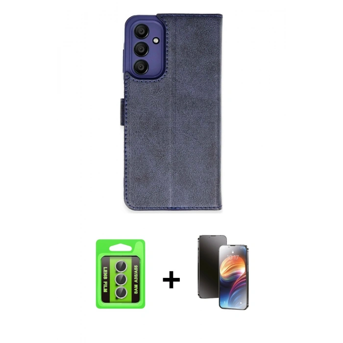 MARSİLYAN™- Galaxy A35 5G Kılıf Siluet Işık Serisi - Siyah 3D Antistatik Mat Seramik Nano Ekran Koruyucu + Raze Metal Kamera Lens - GS