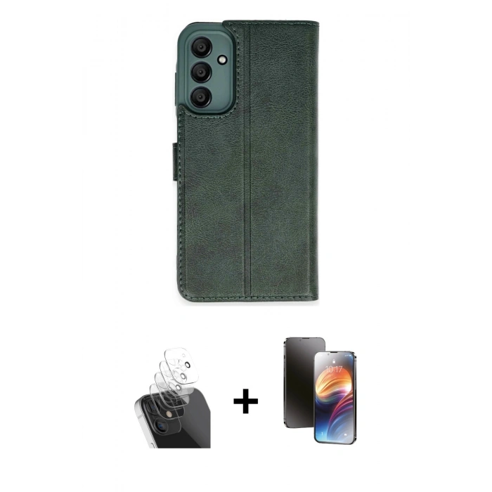 MARSİLYAN™- Galaxy A35 5G Kılıf Siluet Işık Serisi - Siyah 3D Antistatik Mat Seramik Nano Ekran Koruyucu + Kamera Lens Koruma Cam - SF