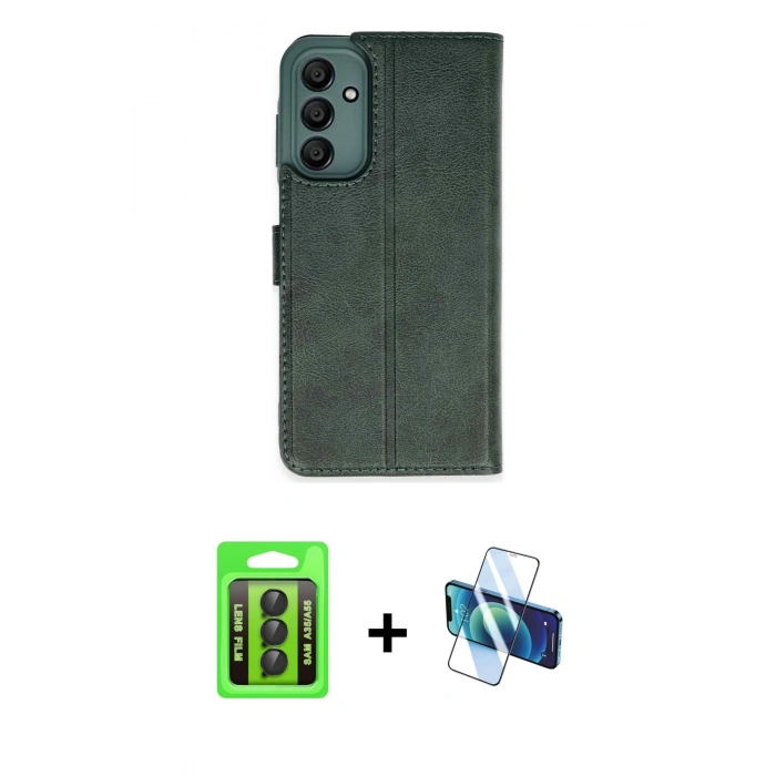 MARSİLYAN™- Galaxy A35 5G Kılıf Siluet Işık Serisi - Siyah 3D Antistatik Seramik Nano Ekran Koruyucu + Raze Metal Kamera Lens - SH