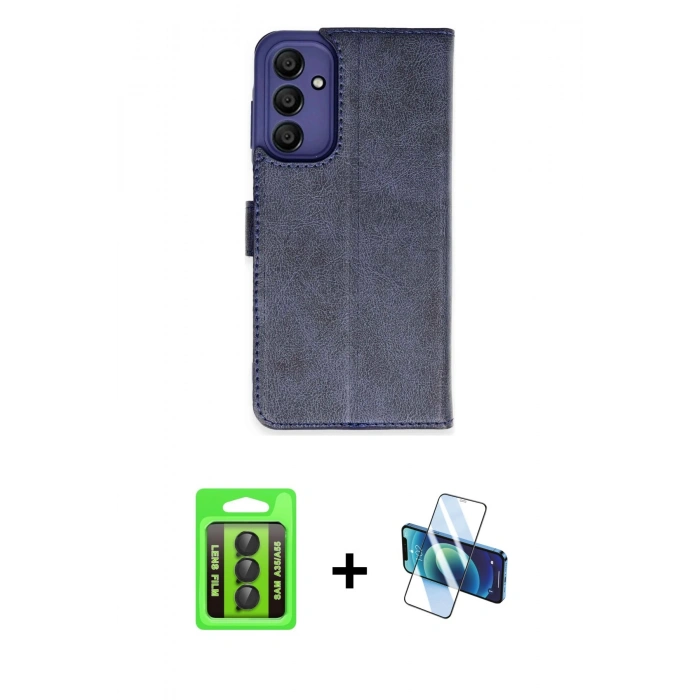 MARSİLYAN™- Galaxy A35 5G Kılıf Siluet Işık Serisi - Siyah 3D Antistatik Seramik Nano Ekran Koruyucu + Raze Metal Kamera Lens - SH
