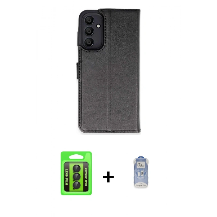 MARSİLYAN™- Galaxy A35 5G Kılıf Siluet Işık Serisi - Siyah Joko Magic 5D Cam + Raze Metal Kamera Lens - SH