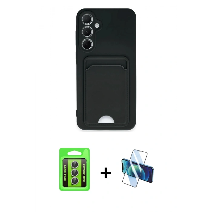 MARSİLYAN™- Galaxy A35 5G Kılıf Vadi Çizgi Prime - Siyah 3D Antistatik Seramik Nano Ekran Koruyucu + Raze Metal Kamera Lens - GS
