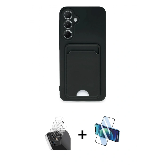 MARSİLYAN™- Galaxy A35 5G Kılıf Vadi Çizgi Prime - Siyah 3D Antistatik Seramik Nano Ekran Koruyucu + Kamera Lens Koruma Cam - SF