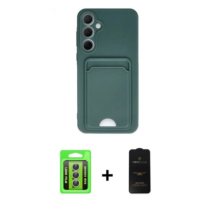 MARSİLYAN™- Galaxy A35 5G Kılıf Vadi Çizgi Prime - Siyah 6D Antistatik Mat Seramik Hayalet Nano Ekran Koruyucu + Raze Metal Kamera Lens - GS