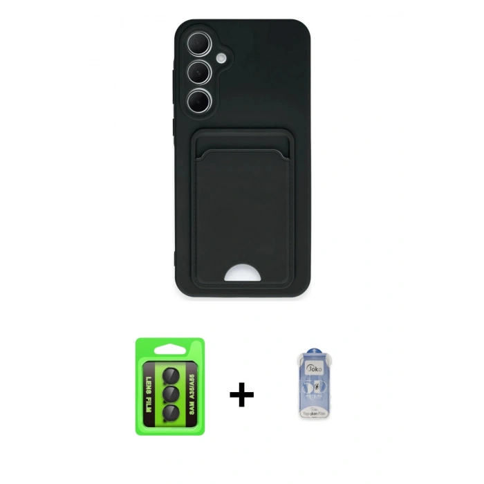 MARSİLYAN™- Galaxy A35 5G Kılıf Vadi Çizgi Prime - Siyah Joko Magic 5D Cam + Raze Metal Kamera Lens - SH