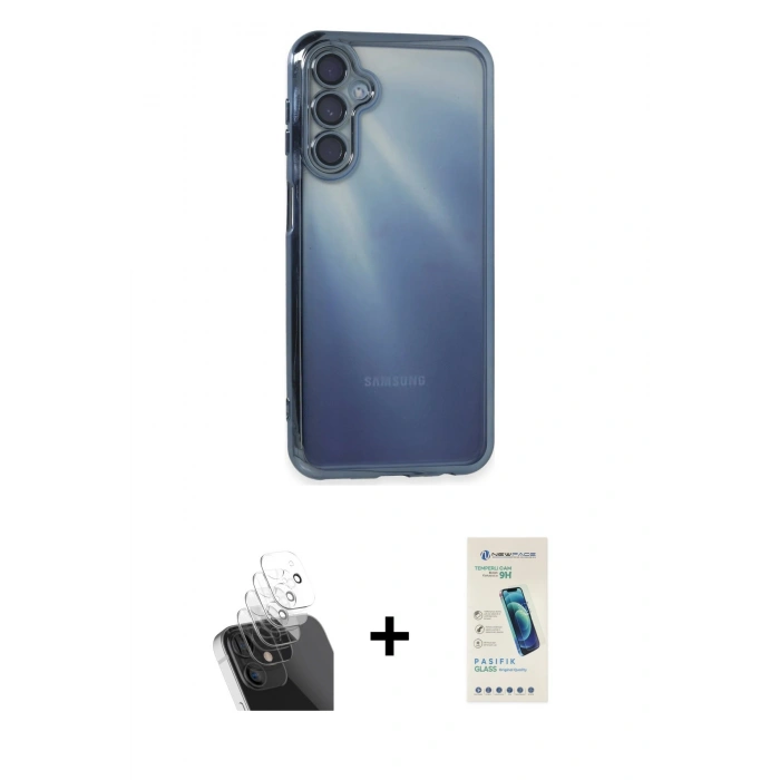 MARSİLYAN™- Galaxy A35 5G Kılıf Vadi Minimal - Şeffaf Pasifik Cam Ekran Koruyucu + Kamera Lens Koruma Cam - SF