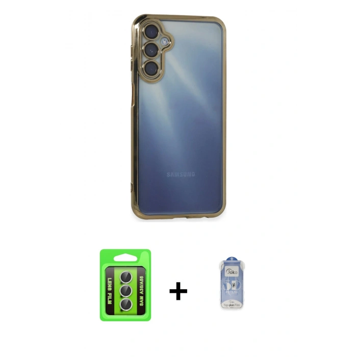 MARSİLYAN™- Galaxy A35 5G Kılıf Vadi Minimal - Siyah Joko Magic 5D Cam + Raze Metal Kamera Lens - GS