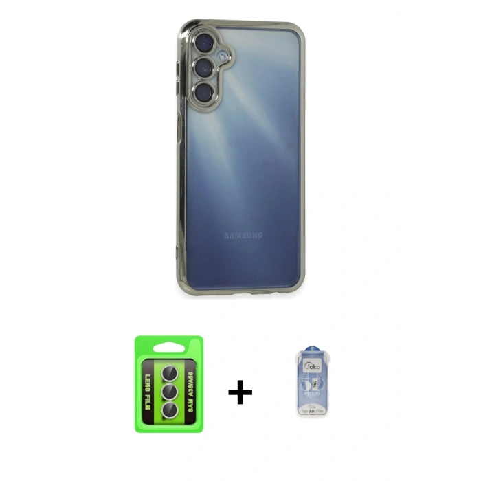 MARSİLYAN™- Galaxy A35 5G Kılıf Vadi Minimal - Siyah Joko Magic 5D Cam + Raze Metal Kamera Lens - GS