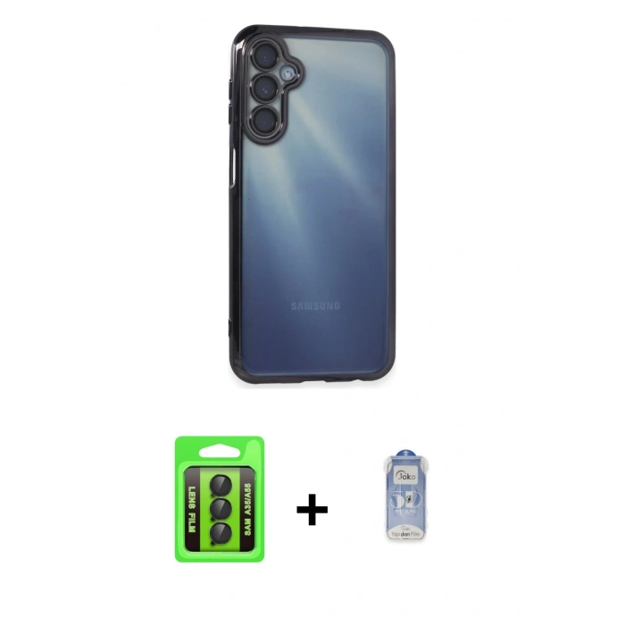 MARSİLYAN™- Galaxy A35 5G Kılıf Vadi Minimal - Siyah Joko Magic 5D Cam + Raze Metal Kamera Lens - SH
