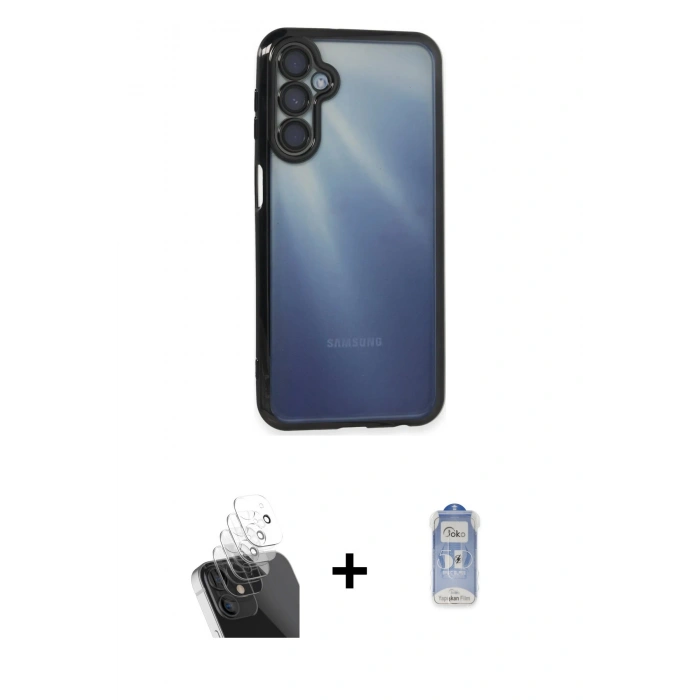 MARSİLYAN™- Galaxy A35 5G Kılıf Vadi Minimal - Siyah Joko Magic 5D Cam + Kamera Lens Koruma Cam - SF