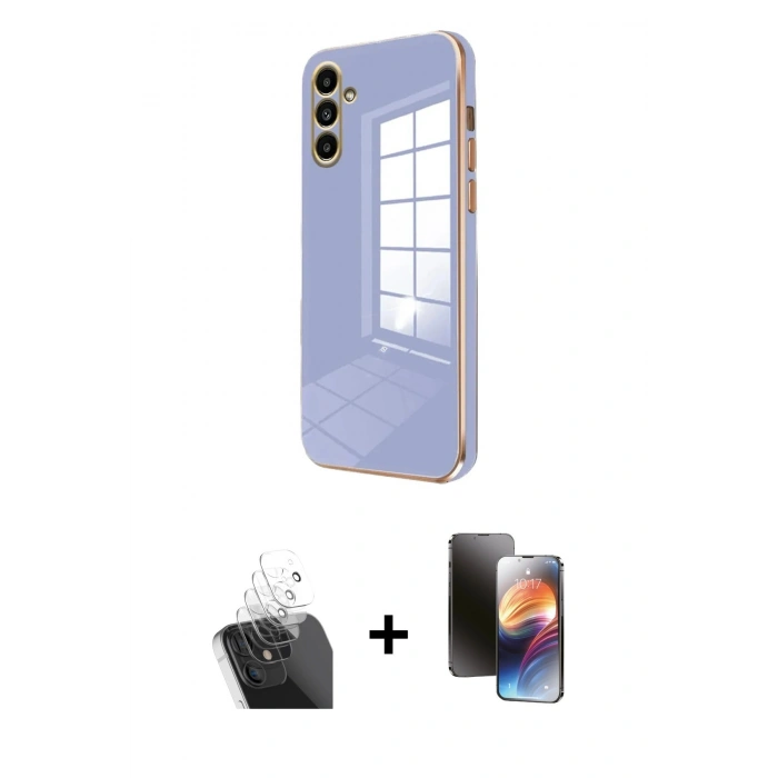 MARSİLYAN™- Galaxy A35 5G Kılıf Yankı Serisi - Siyah 3D Antistatik Mat Seramik Nano Ekran Koruyucu + Kamera Lens Koruma Cam - SF