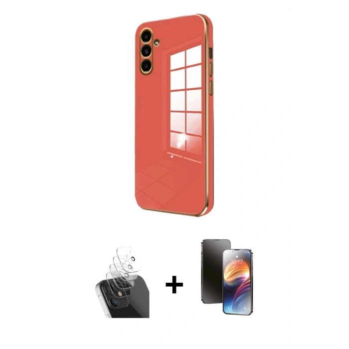 MARSİLYAN™- Galaxy A35 5G Kılıf Yankı Serisi - Siyah 3D Antistatik Mat Seramik Nano Ekran Koruyucu + Kamera Lens Koruma Cam - SF
