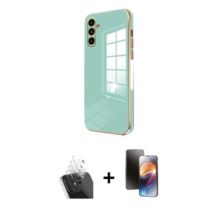 MARSİLYAN™- Galaxy A35 5G Kılıf Yankı Serisi - Siyah 3D Antistatik Mat Seramik Nano Ekran Koruyucu + Kamera Lens Koruma Cam - SF