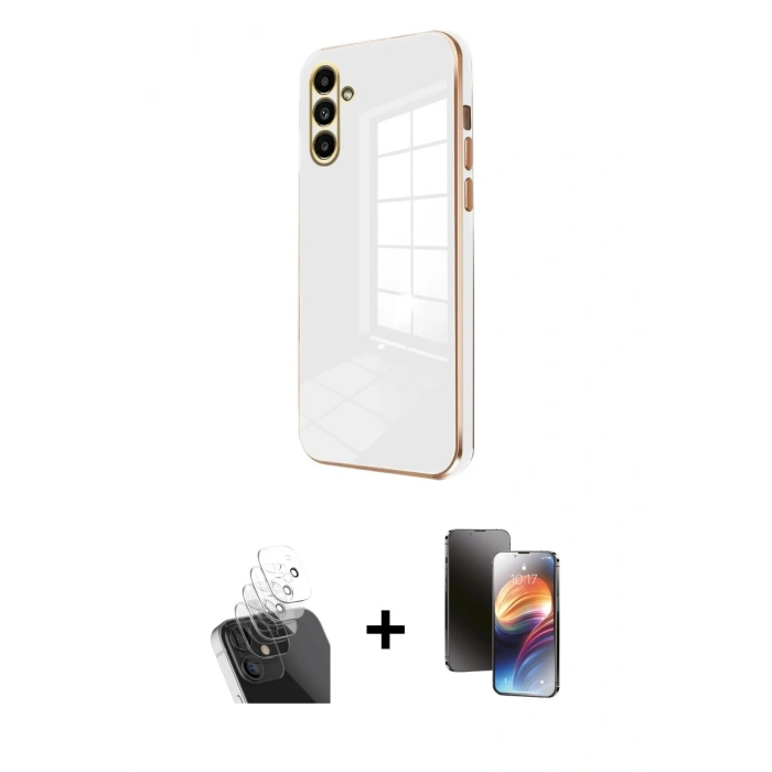 MARSİLYAN™- Galaxy A35 5G Kılıf Yankı Serisi - Siyah 3D Antistatik Mat Seramik Nano Ekran Koruyucu + Kamera Lens Koruma Cam - SF