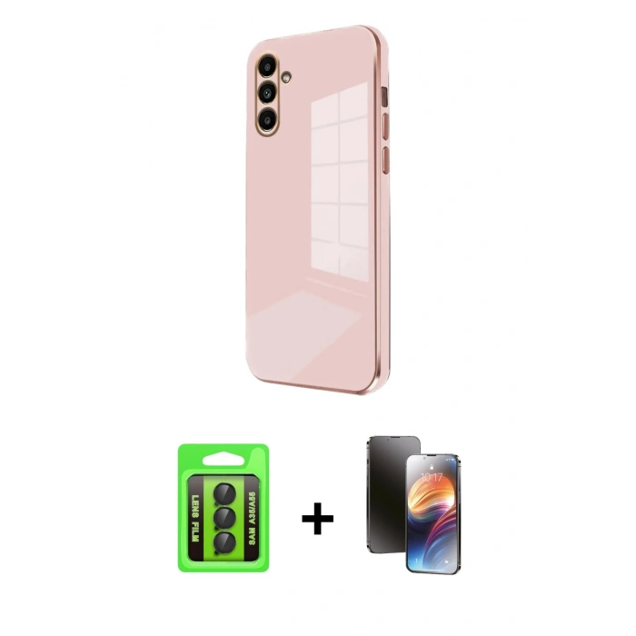 MARSİLYAN™- Galaxy A35 5G Kılıf Yankı Serisi - Siyah 3D Antistatik Mat Seramik Nano Ekran Koruyucu + Raze Metal Kamera Lens - SH