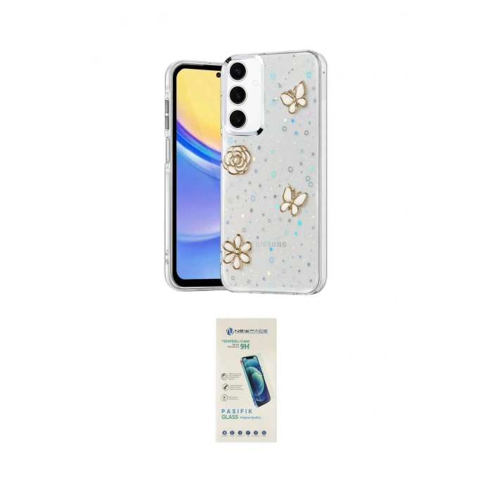 MARSİLYAN™- Galaxy A35 5G Kılıf Yörünge Form - Şeffaf Pasifik Cam Ekran Koruyucu
