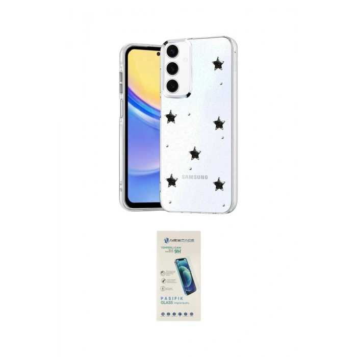 MARSİLYAN™- Galaxy A35 5G Kılıf Yörünge Form - Şeffaf Pasifik Cam Ekran Koruyucu