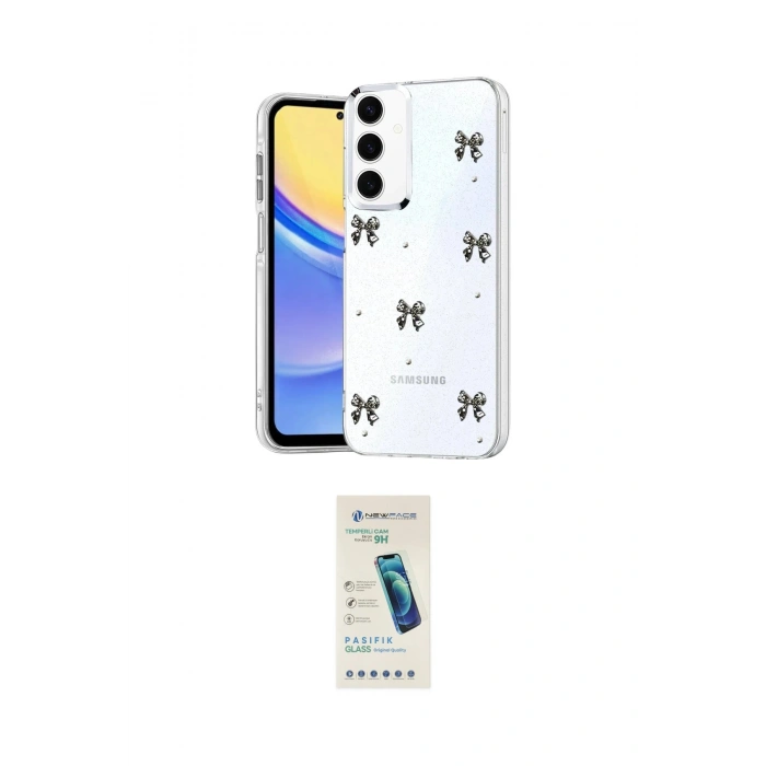 MARSİLYAN™- Galaxy A35 5G Kılıf Yörünge Form - Şeffaf Pasifik Cam Ekran Koruyucu
