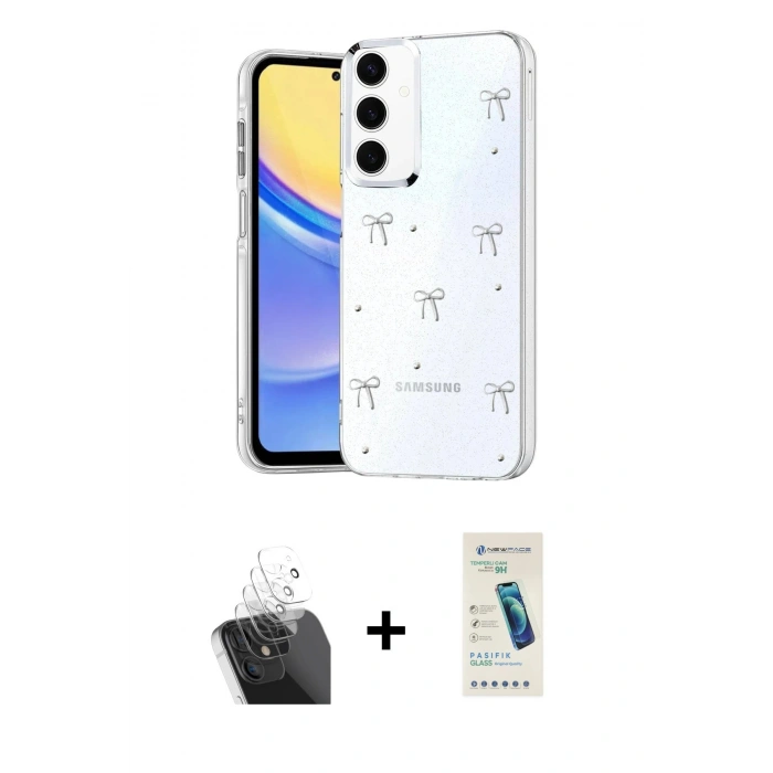 MARSİLYAN™- Galaxy A35 5G Kılıf Yörünge Form - Şeffaf Pasifik Cam Ekran Koruyucu + Kamera Lens Koruma Cam - SF