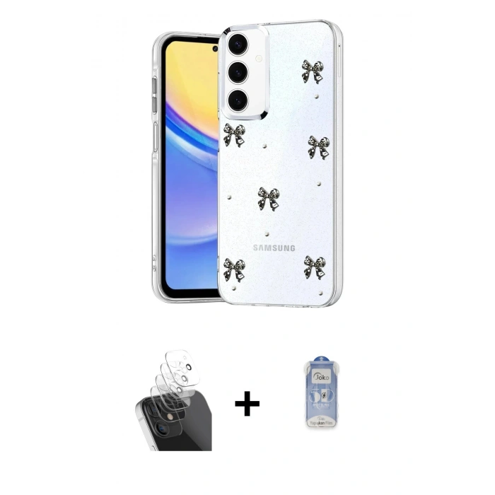 MARSİLYAN™- Galaxy A35 5G Kılıf Yörünge Form - Siyah Joko Magic 5D Cam + Kamera Lens Koruma Cam - SF
