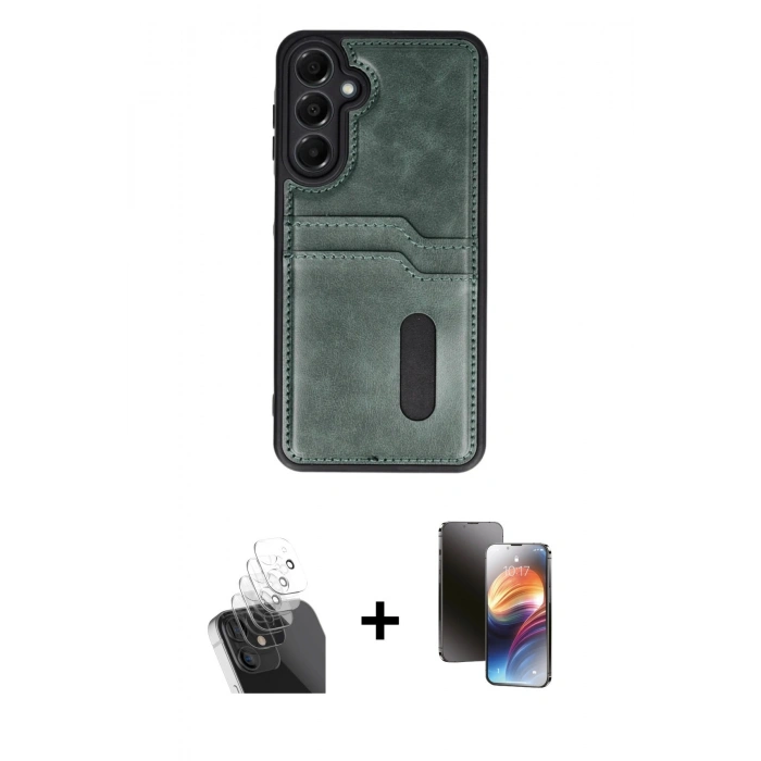 MARSİLYAN™- Galaxy A35 5G Kılıf Yörünge Işık Serisi - Siyah 3D Antistatik Mat Seramik Nano Ekran Koruyucu + Kamera Lens Koruma Cam - SF