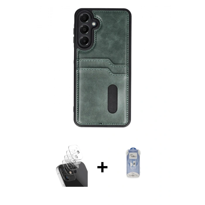 MARSİLYAN™- Galaxy A35 5G Kılıf Yörünge Işık Serisi - Siyah Joko Magic 5D Cam + Kamera Lens Koruma Cam - SF