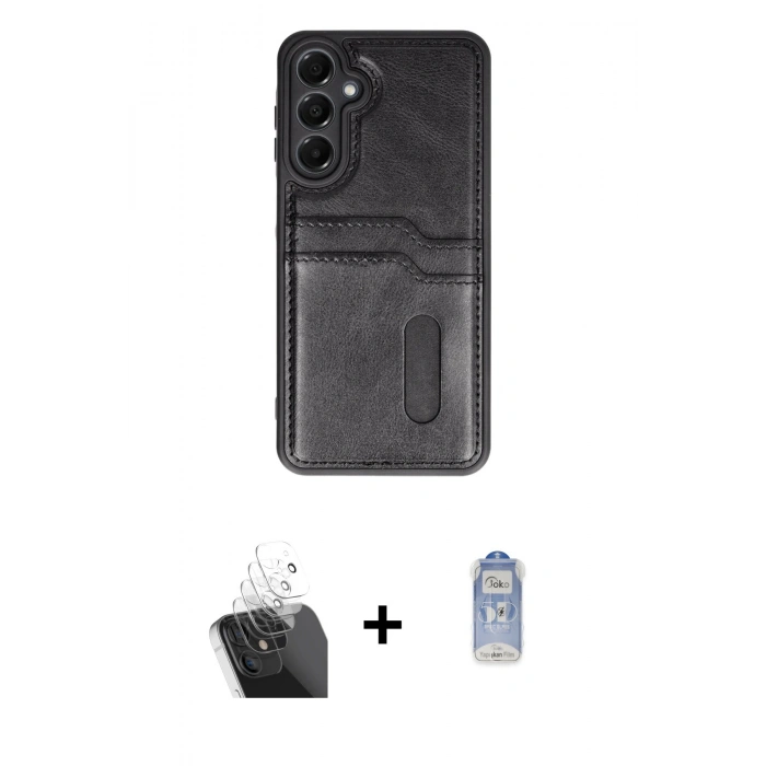 MARSİLYAN™- Galaxy A35 5G Kılıf Yörünge Işık Serisi - Siyah Joko Magic 5D Cam + Kamera Lens Koruma Cam - SF