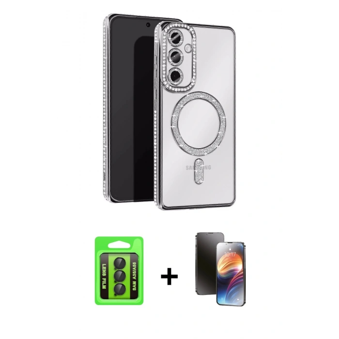 MARSİLYAN™- Galaxy A35 5G Kılıf Zirve Doku Prime - Siyah 3D Antistatik Mat Seramik Nano Ekran Koruyucu + Raze Metal Kamera Lens - SH