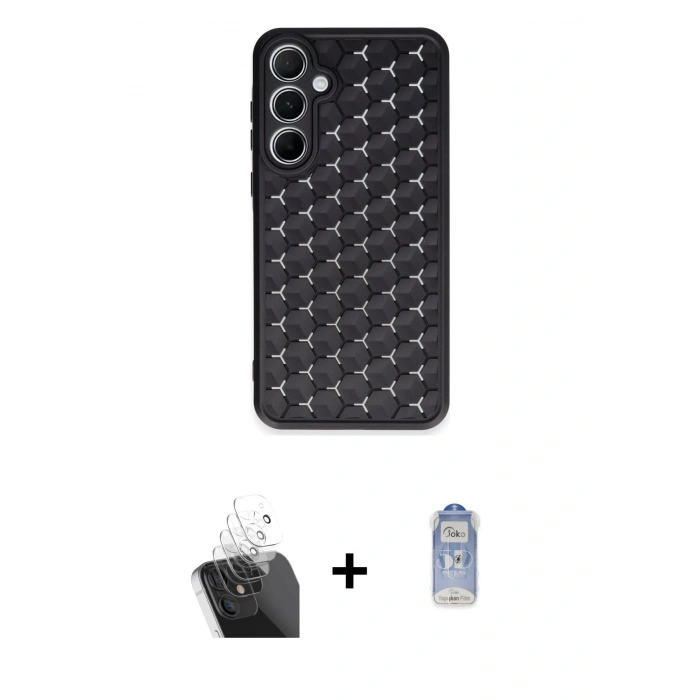 MARSİLYAN™- Galaxy A35 5G Kılıf Zirve Form - Siyah Joko Magic 5D Cam + Kamera Lens Koruma Cam - SF