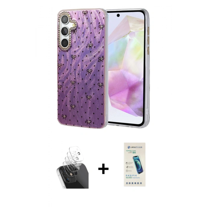 MARSİLYAN™- Galaxy A35 5G Kılıf Zirve Modern Prime - Şeffaf Pasifik Cam Ekran Koruyucu + Kamera Lens Koruma Cam - SF