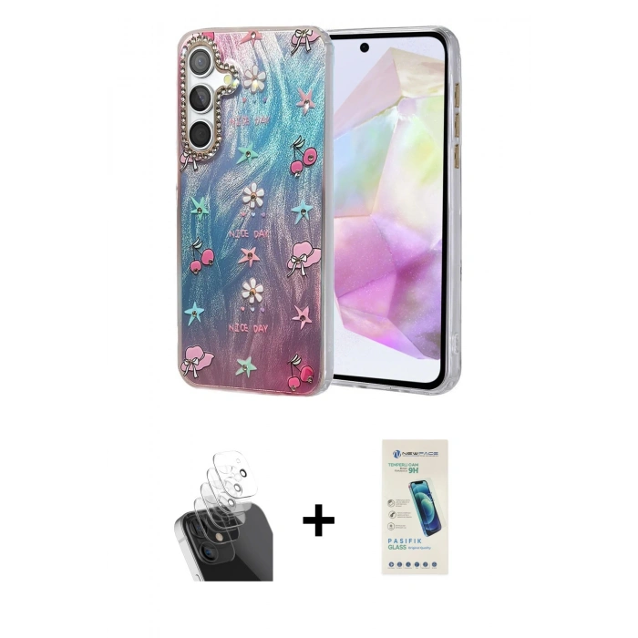 MARSİLYAN™- Galaxy A35 5G Kılıf Zirve Modern Prime - Şeffaf Pasifik Cam Ekran Koruyucu + Kamera Lens Koruma Cam - SF