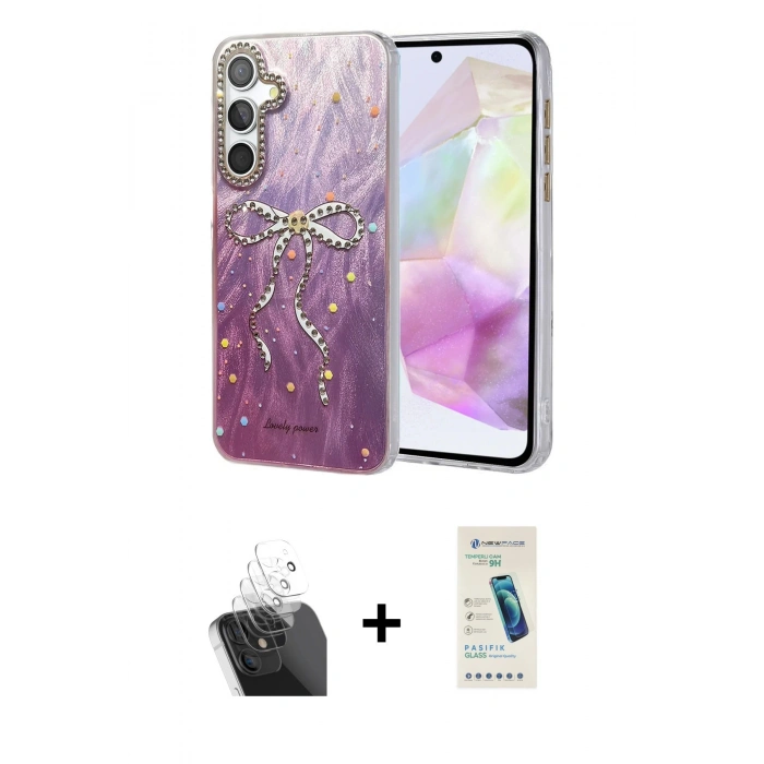 MARSİLYAN™- Galaxy A35 5G Kılıf Zirve Modern Prime - Şeffaf Pasifik Cam Ekran Koruyucu + Kamera Lens Koruma Cam - SF
