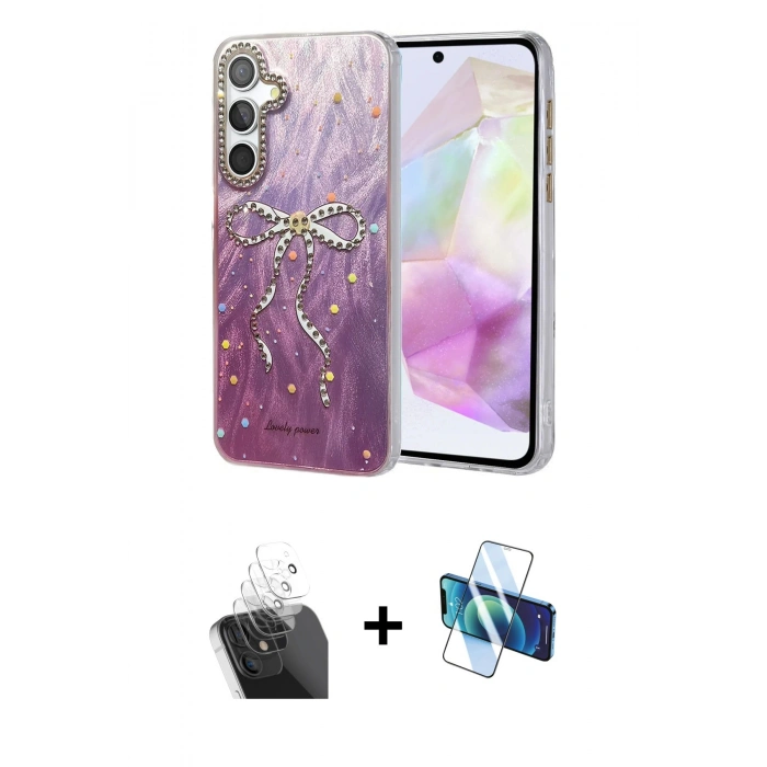 MARSİLYAN™- Galaxy A35 5G Kılıf Zirve Modern Prime - Siyah 3D Antistatik Seramik Nano Ekran Koruyucu + Kamera Lens Koruma Cam - SF