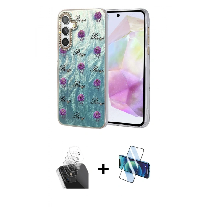 MARSİLYAN™- Galaxy A35 5G Kılıf Zirve Modern Prime - Siyah 3D Antistatik Seramik Nano Ekran Koruyucu + Kamera Lens Koruma Cam - SF